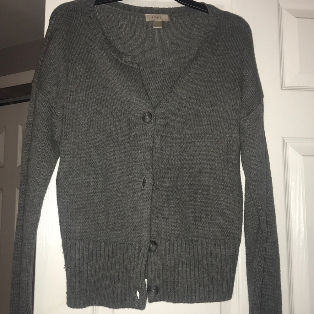 Loft grey button down sweater